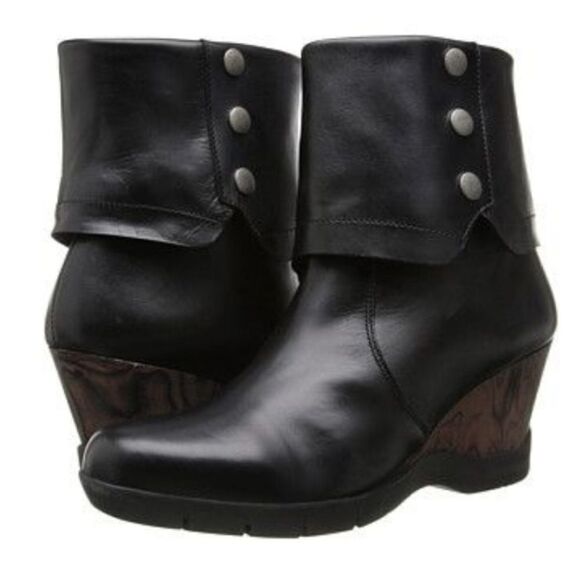 Sanita Maddox Wedge Foldover Leather Swedish Danish Clog Boots Size 8 A4 - Picture 1 of 10